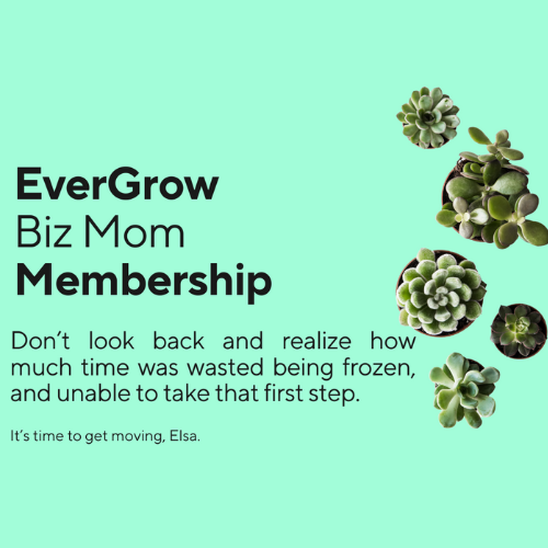 Green title card for the Evergrow biz mom membership