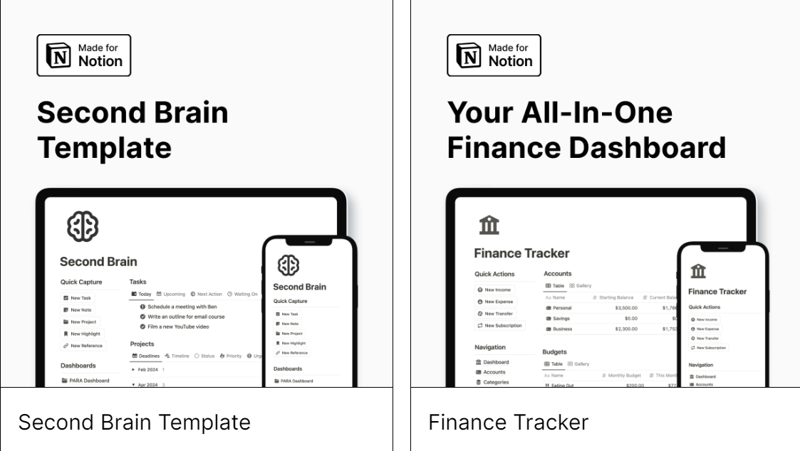 second brain and finance screenshot